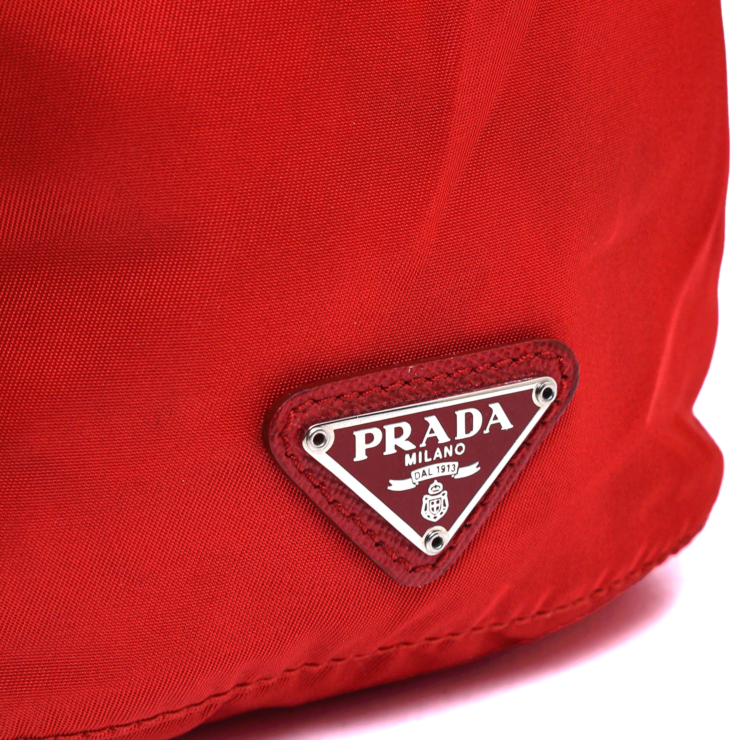 Prada- Red Nylon Mini Pocket MakeUp Bag